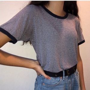 Brandy Melville Navy and White Striped top